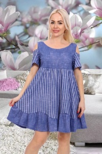 Платье женское "7150" кулирка (цвет синий)