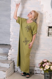 Платье женское "3477" лен (цвет фисташковый)