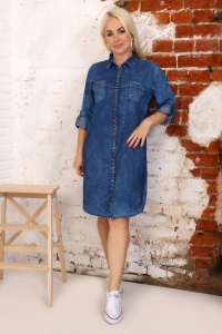 Платье женское "6876" джинса (цвет синий)