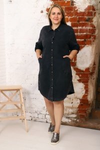 Платье женское "6878" джинса (цвет черный)