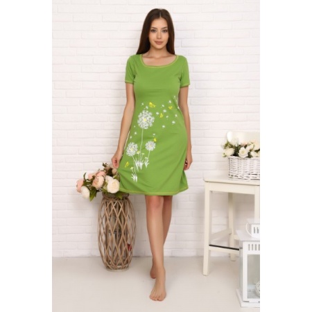 Платье женское "6870" кулирка (цвет зеленый)
