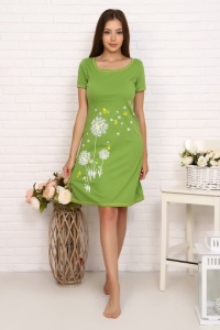 Платье женское "6870" кулирка (цвет зеленый)