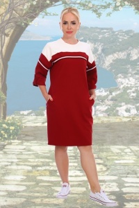 Платье женское "Шарада" футер двухнитка (цвет бордовый)