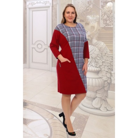 Платье женское "Санторини" футер двухнитка с лайкрой (цвет красный)