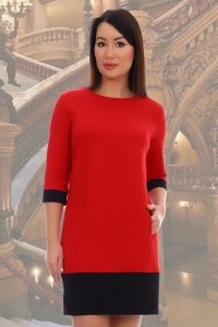 Платье женское "10459" футер двухнитка с лайкрой (цвет красный)