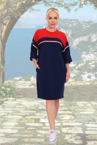 Платье женское "Шарада" футер двухнитка (цвет синий)