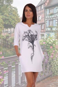Платье женское "Миледи" футер двухнитка с лайкрой (цвет белый)