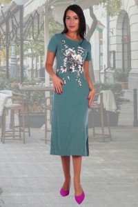 Платье женское "2515" вискоза меланж (цвет зеленый)