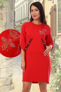 Платье женское "4720" футер двухнитка (цвет красный)