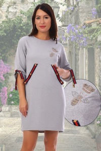 Платье женское "4720" футер двухнитка (цвет серый меланж)