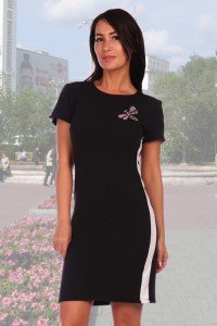 Платье женское "Брианна" футер двухнитка с лайкрой (цвет черный)