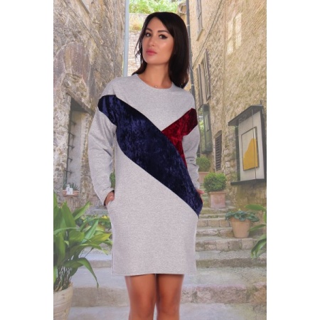 Платье женское "3906" футер двухнитка (цвет серый)