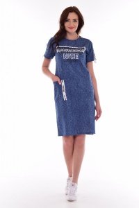 Платье женское "4-073а" кулирка (цвет темно-синий)
