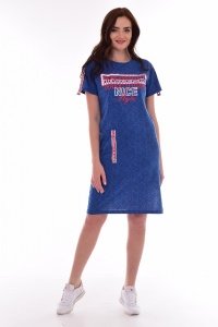 Платье женское "4-073" кулирка (цвет синий)