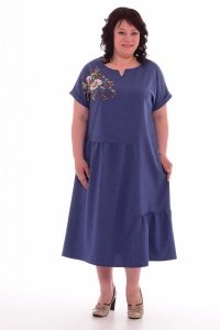 Платье женское "Ф-1-29г" плательная ткань (цвет индиго)
