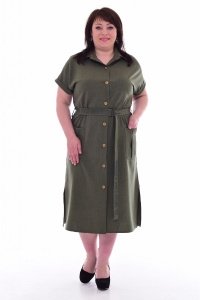Платье женское "Ф-1-56в" плательная ткань (цвет хаки)