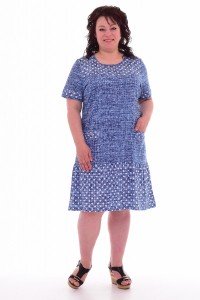 Платье женское "4-40в" кулирка (горох, цвет голубой)
