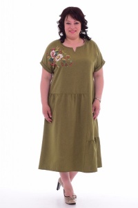 Платье женское "Ф-1-29б" плательная ткань (цвет хаки)