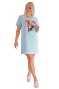 Платье женское "П 698/2" футер (кот, цвет голубой)