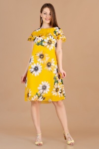 Платье женское "П411" трикотаж (цвет желтый)