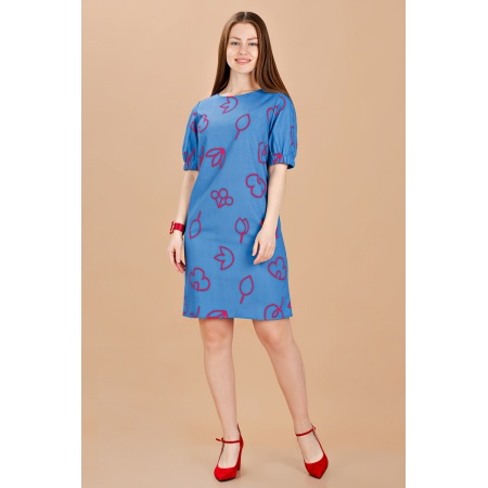 Платье женское "П405Л" трикотаж (цвет темно-голубой)