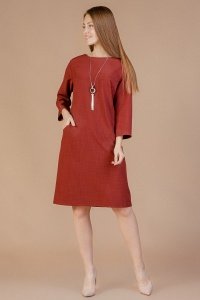 Платье женское "П331-1" трикотаж (цвет кирпичный)