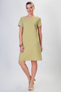 Платье женское "П333" хлопок, полиэстер (цвет оливковый)