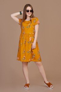 Платье женское "П388" хлопок, полиэстер (цвет горчичный)