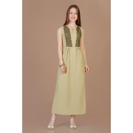 Платье женское "П383" хлопок, полиэстер (цвет оливковый)
