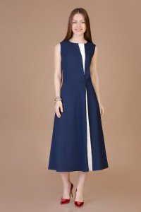 Платье женское "П387" хлопок (цвет темно-синий)
