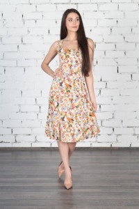 Платье-сарафан женское "№099" масло (цветы, цвет бежевый)