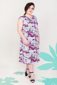 Платье женское "0906-95" вискоза (пионы, цвет розовый)