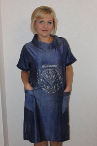 Платье женское "П1064" полиэстер (цвет синий)