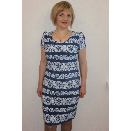 Платье женское "П459.13" масло (белый узор, цвет синий)