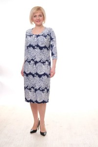 Платье женское "П657.4" масло (узоры, цвет синий)