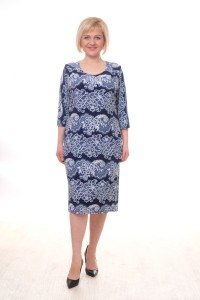 Платье женское "П657.3" масло (узоры, цвет синий)