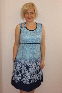 Платье женское "П967" кулирка (цвет голубой)