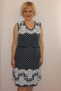 Платье женское "П1117" кулирка кабартма (горошек, цвет черный)