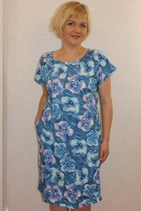 Платье женское "П682.10" кулирка (цветы, цвет голубой)