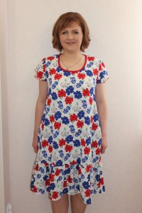 Платье женское "П851.3" полиэстер (цветы, цвет белый)