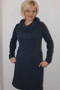 Платье женское "П1129" ангора рип (цвет темно-серый)