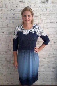 Платье женское "П2023" полиэстер (принт, цвет синий)
