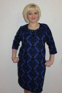 Платье женское "П1027" полиэстер (цвет синий ромб)