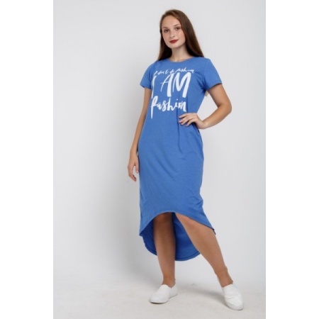 Платье женское "ПТК-421" кулирка (цвет небесно-синий)