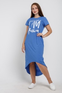 Платье женское "ПТК-421" кулирка (цвет небесно-синий)