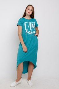 Платье женское "ПТК-421" кулирка (цвет бирюзово-синий)