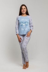 Пижама женская "ПЖК-454" кулирка (цвет пастельно-синий)
