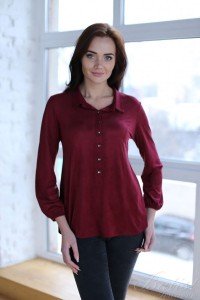 Рубашка женская "Октавия" трикотаж (цвет бордовый)
