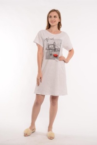 Туника-футболка женская "1302/1" кулирка меланж (цвет бежевый)