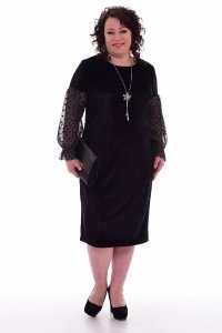 Платье женское "Ф-1-43" бархат (цвет черный)